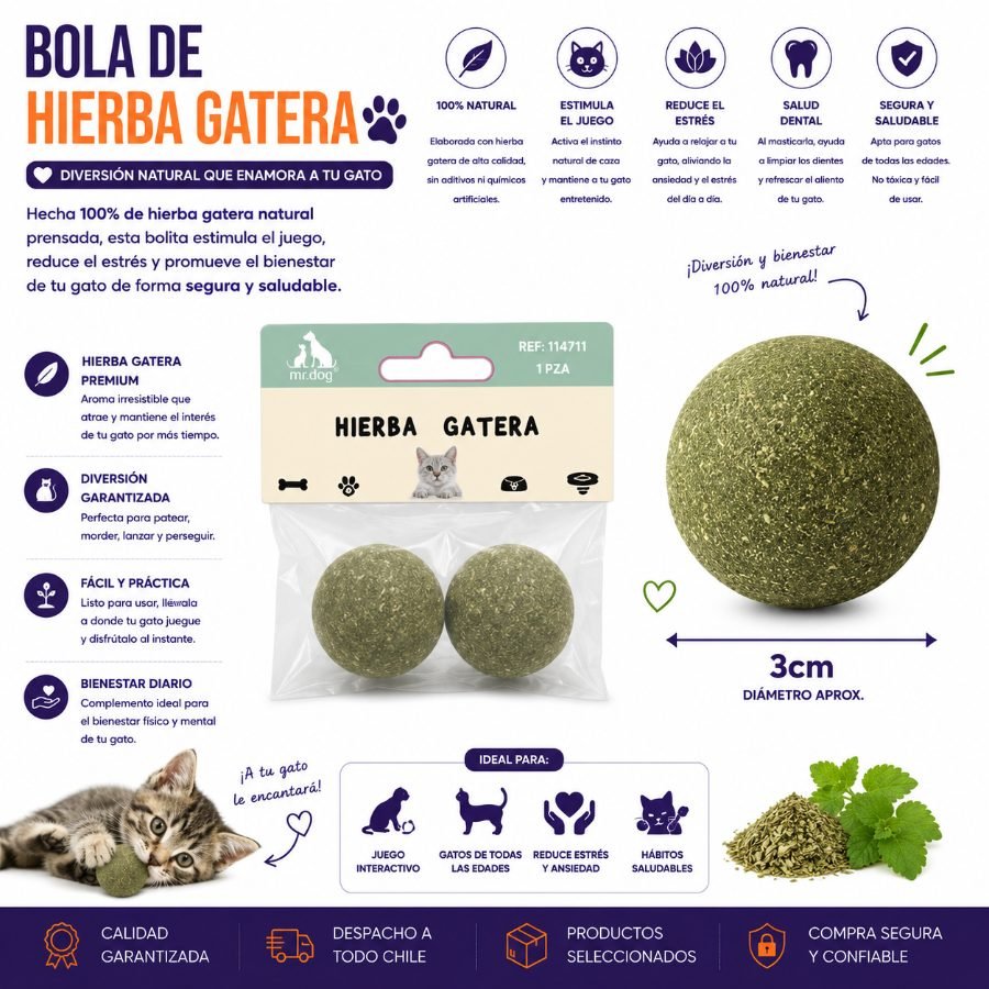 BOLA DE HIERBA GATERA 2 PZA por mayor en Chile