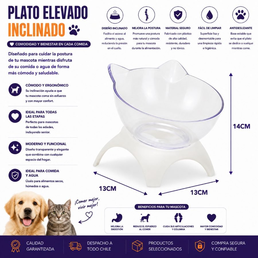 PLATO ELEVADO INCLINADO 14 X 13 X 13 CM por mayor en Chile