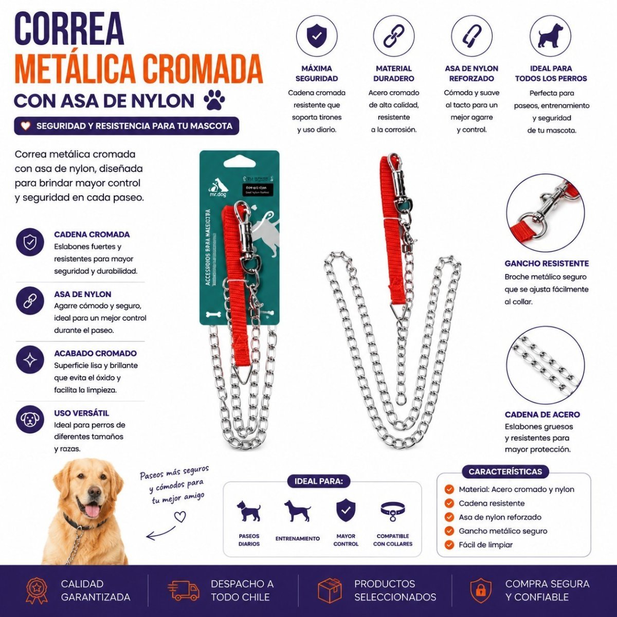 CORREA METALICA CROMADA 2,5 TALLA M por mayor en Chile