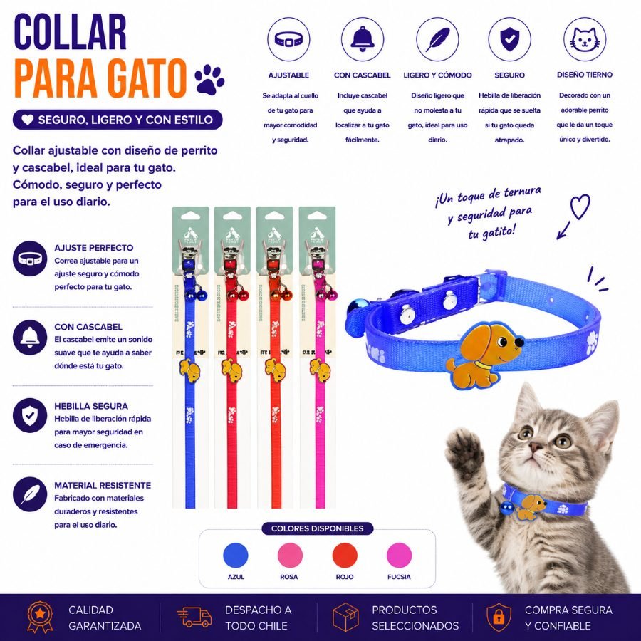 COLLAR PARA GATO 1,0 30 CM por mayor en Chile