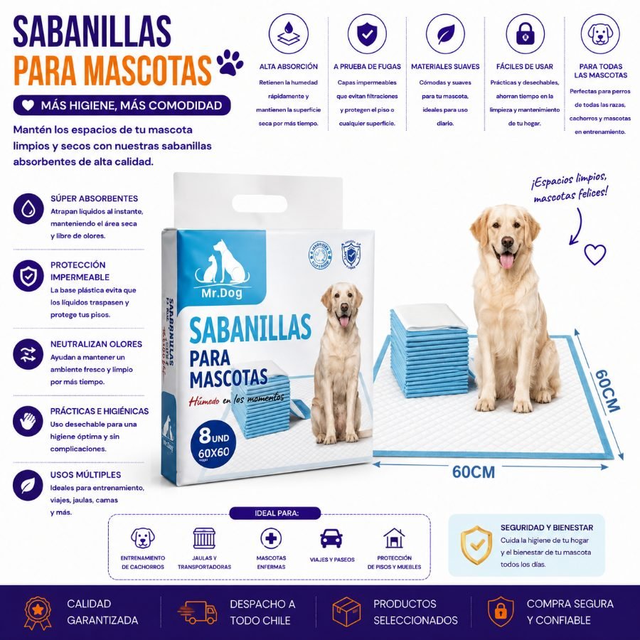 SABANILLAS PARA MASCOTAS 8 PZA por mayor en Chile