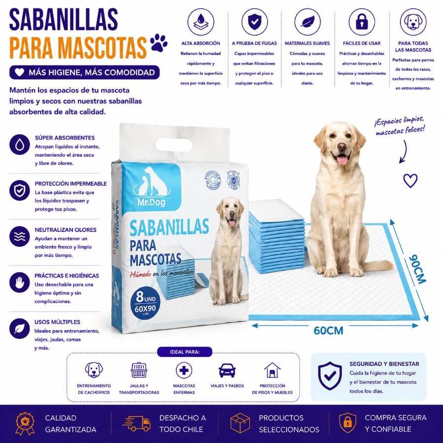 SABANILLAS PARA MASCOTAS 60 X 90 CM por mayor en Chile