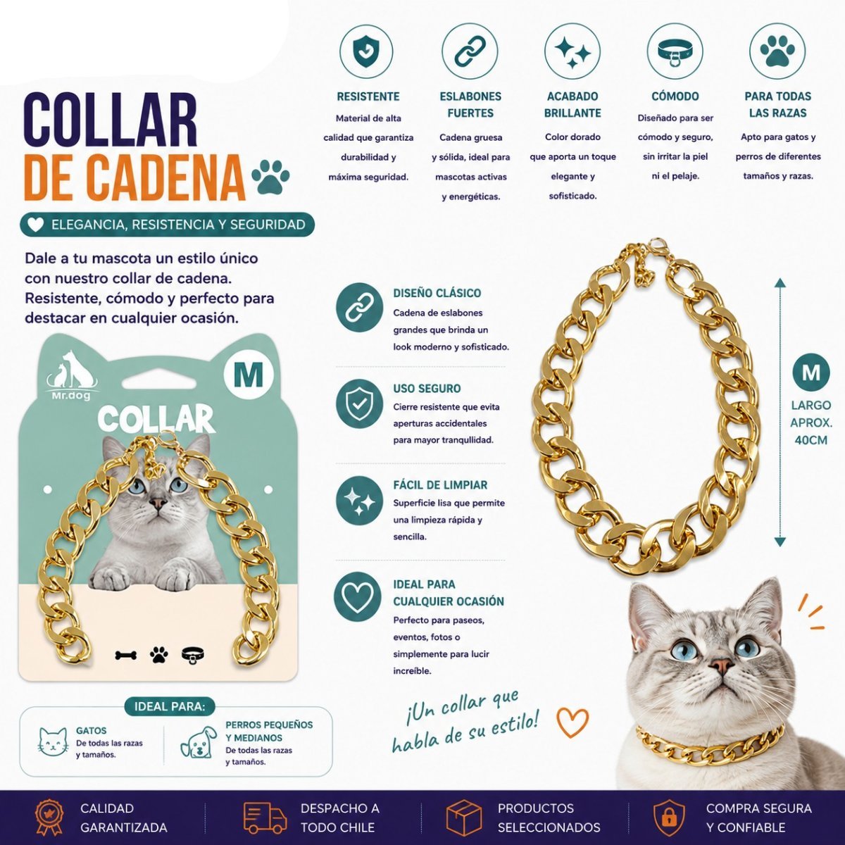 COLLAR DE CADENA TALLA M por mayor en Chile
