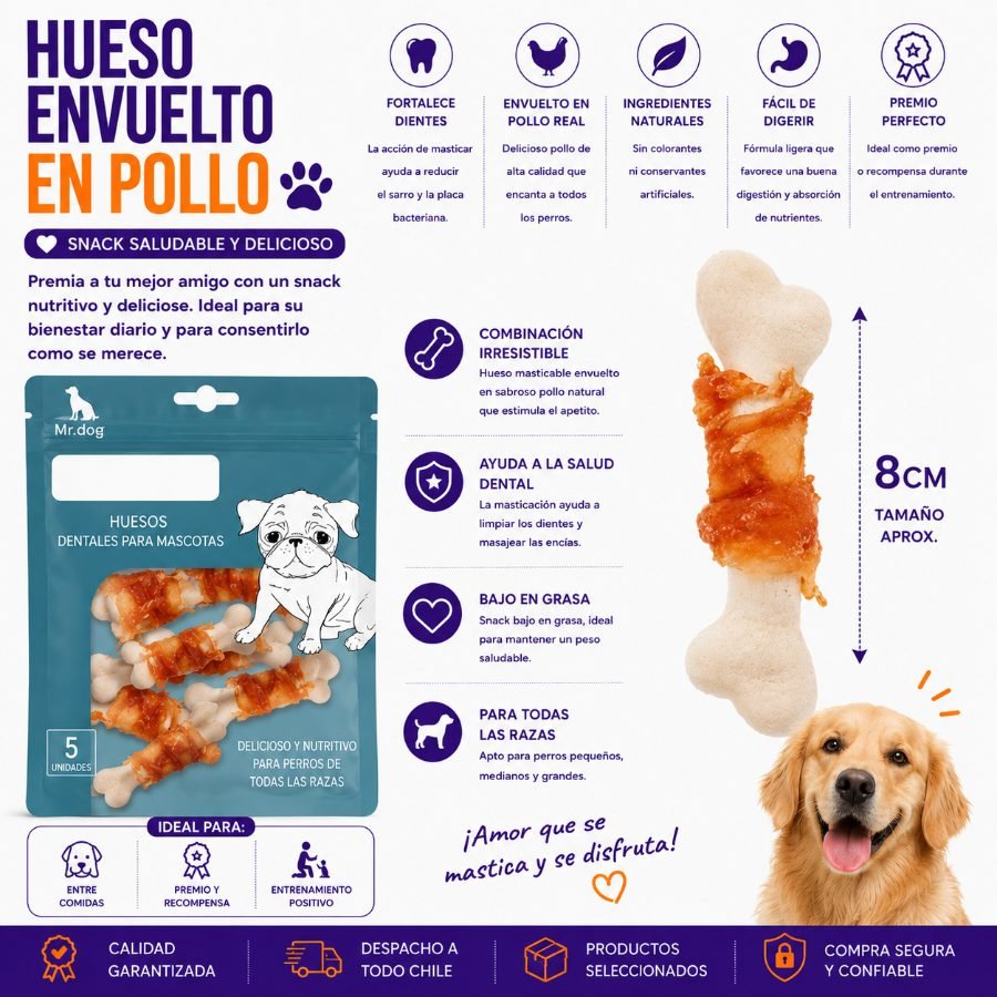 HUESO ENVUELTO EN POLLO 6 PZA por mayor en Chile
