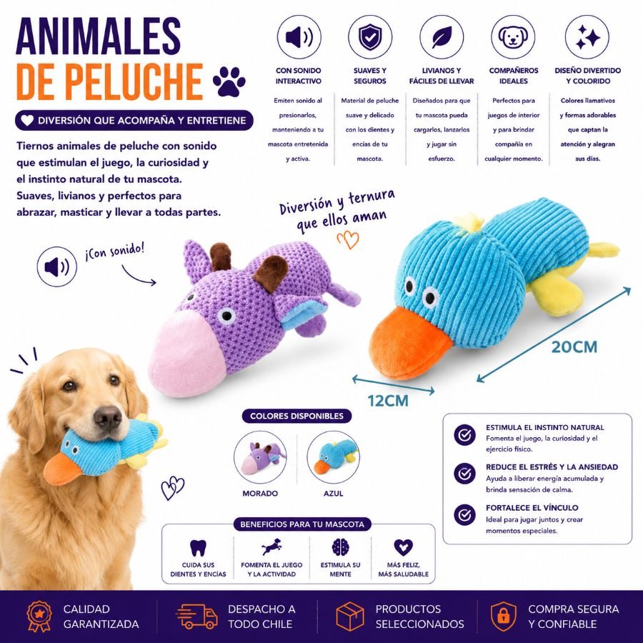ANIMALES DE PELUCHE 20 X 12 CM por mayor en Chile