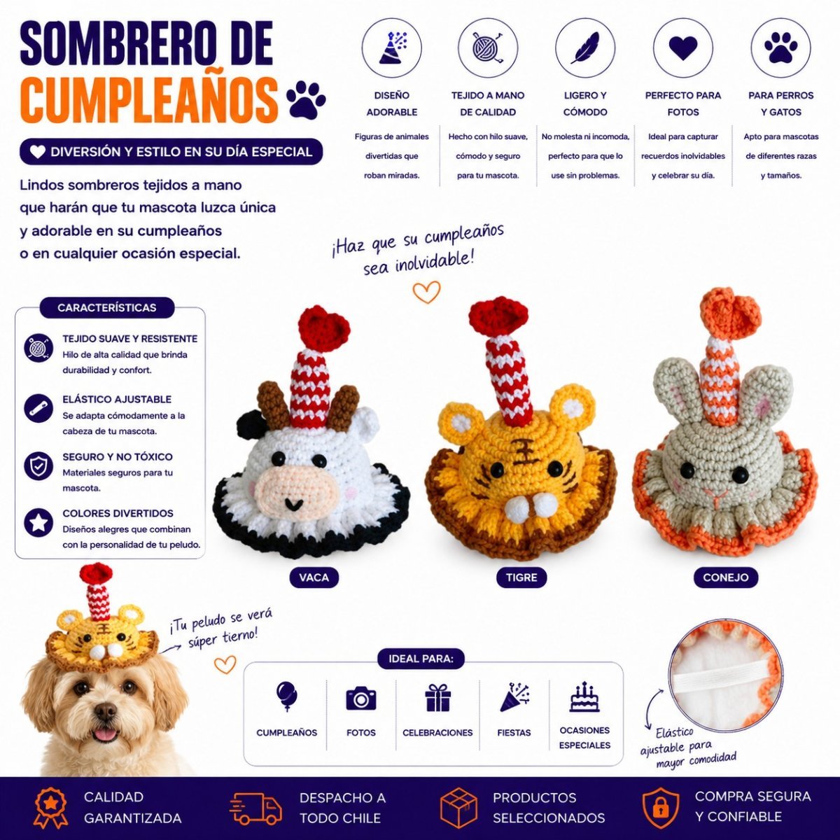 SOMBRERO DE CUMPLEAÑOS 1 PZA por mayor en Chile