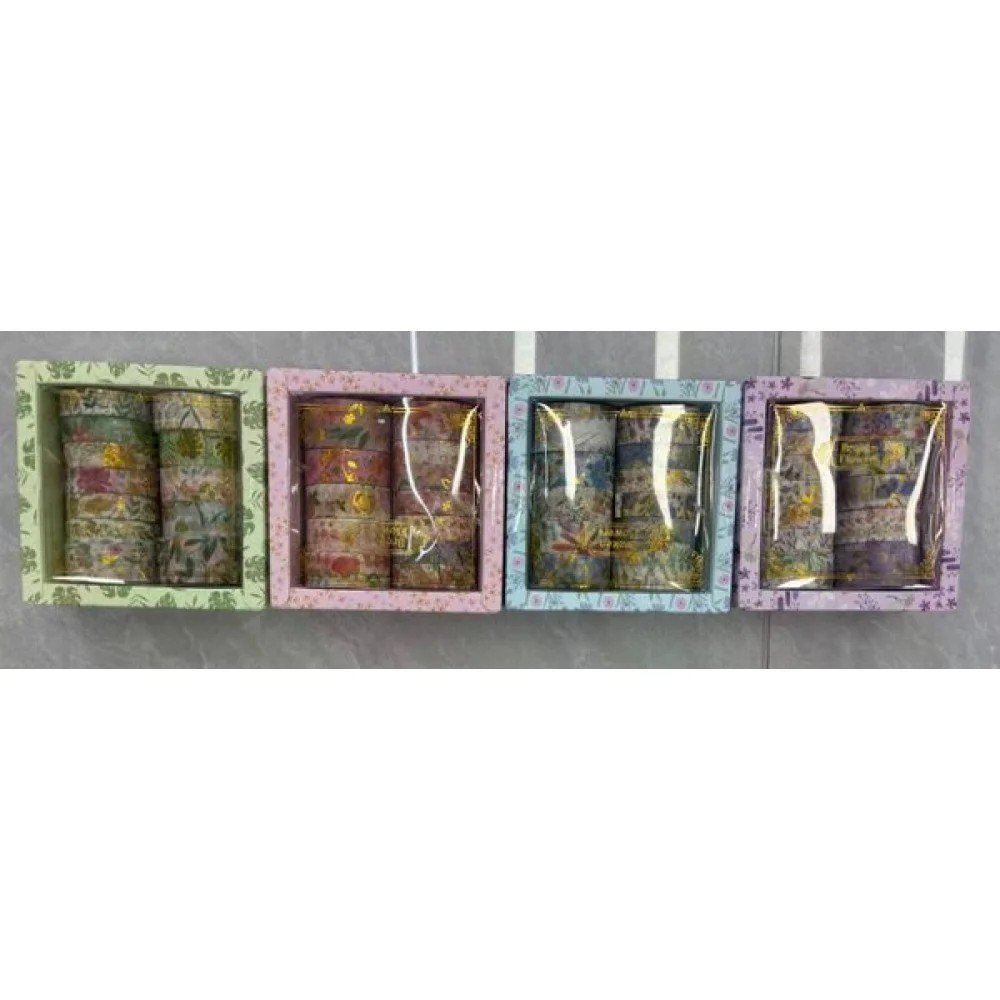 WASHI TAPE CAJA CINTAS ADHESIVAS FLORES 12 Pza por mayor en Chile