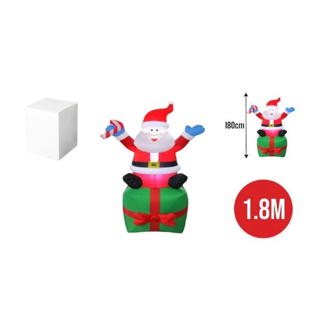 NAVIDAD INFLABLE PAPA NOEL SOBRE CAJA REGALO 1,8 M por mayor en Chile