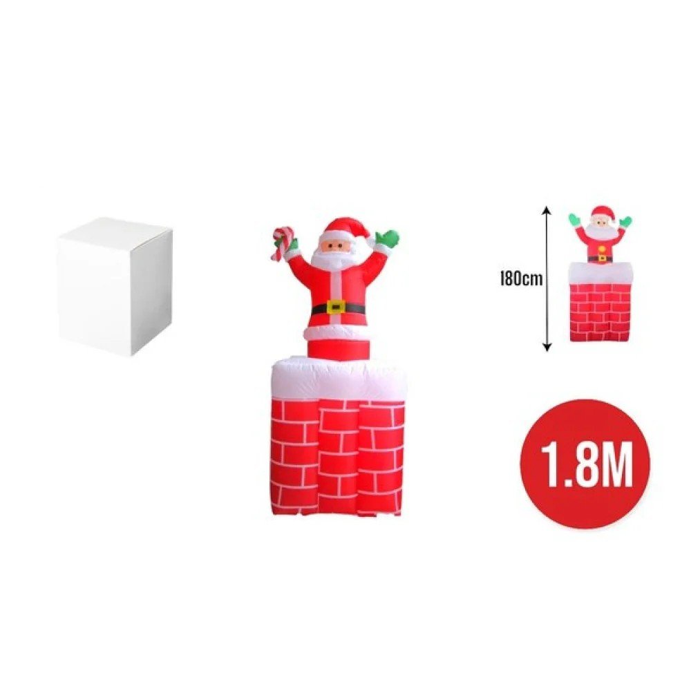 NAVIDAD INFLABLE PAPA NOEL CHIMENEA 1,8 M por mayor en Chile