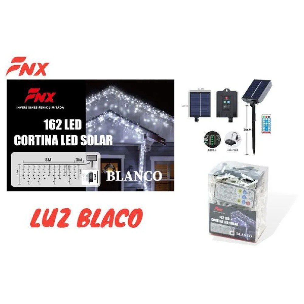 162L CASCADA LED SOLAR CON MANDO 3M*0.3*0.6*0.9M 162L por mayor en Chile