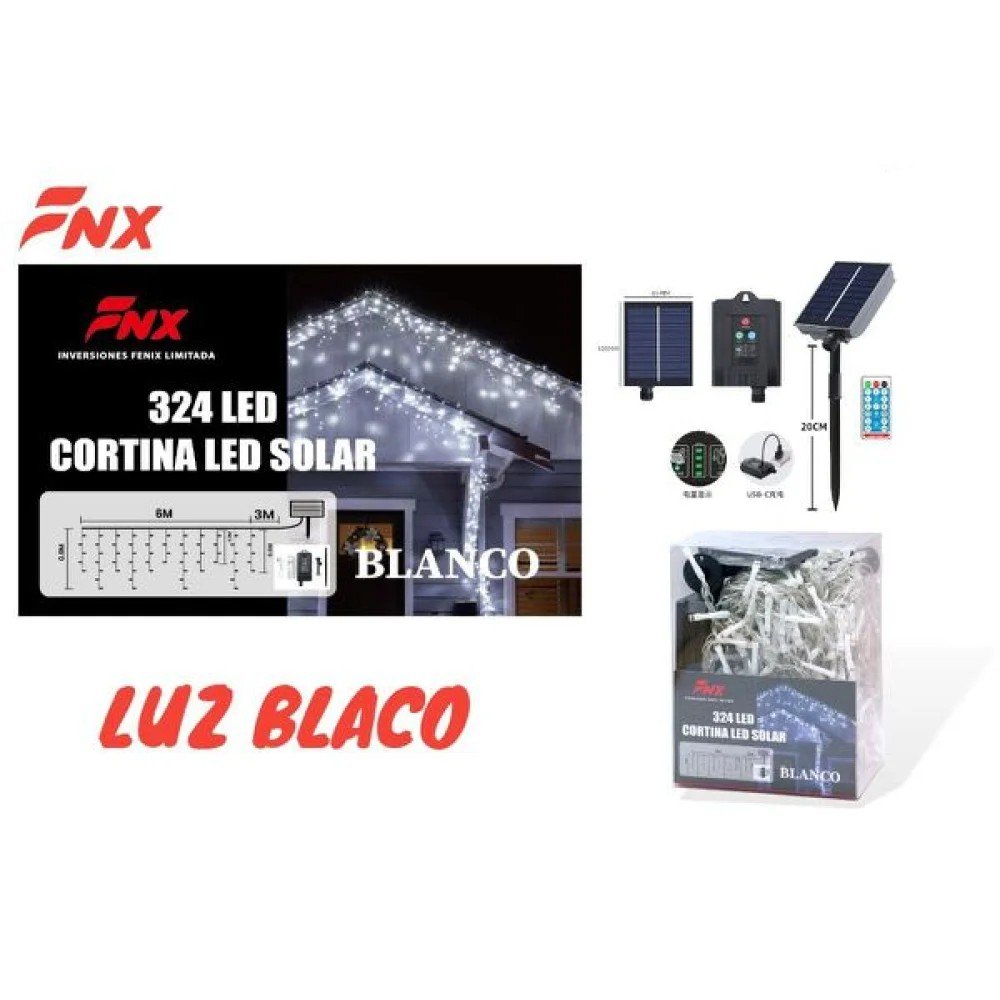 324L CASCADA LED SOLAR CON MANDO 6M*0.3*0.6*0.9M - Pack 6 unidades 324L por mayor en Chile