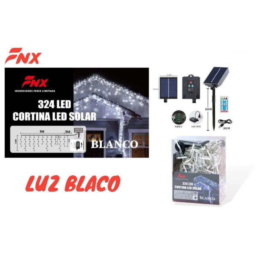 324L CASCADA LED SOLAR CON MANDO 6M*0.3*0.6*0.9M 324L por mayor en Chile