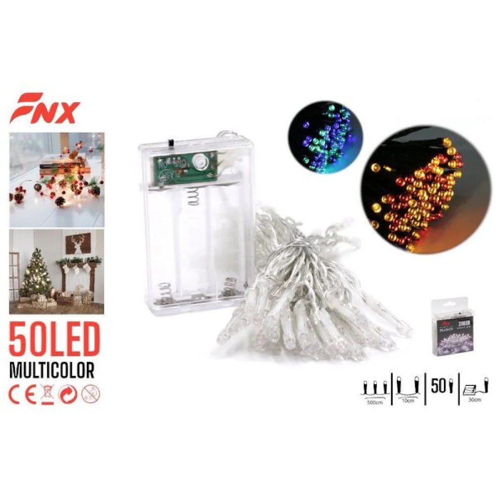 50L LED PILAS HILO TRANSPARENTE LUZ MULTICOLOR 50L por mayor en Chile