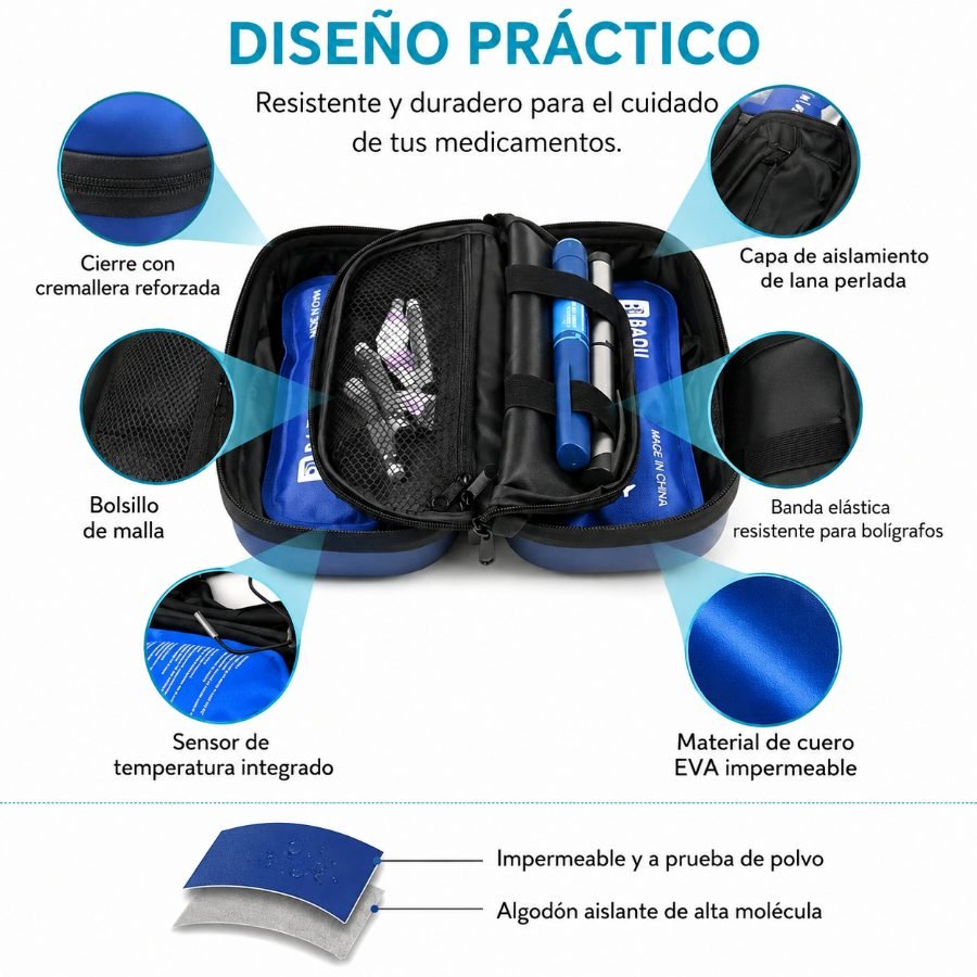 Estuche porta insulina rígido con termómetro digital lcd mayorista — imagen 2