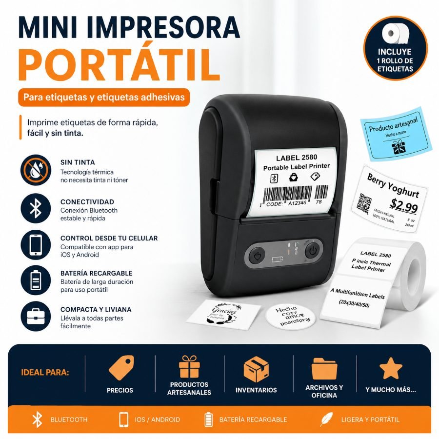 MINI IMPRESORA PORTATIL 1 PZA por mayor en Chile