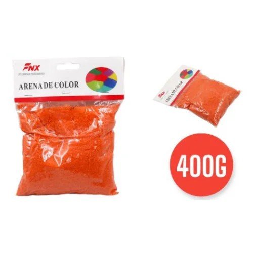 ARENA DE COLOR NARANJA 400 GR por mayor en Chile