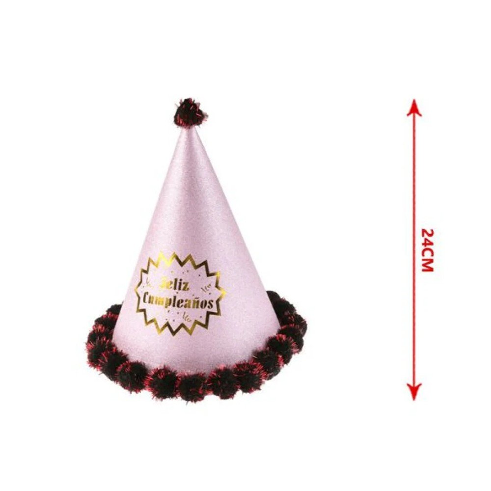 GORRO FELIZ CUMPLEAÑOS ROSA 24 cm por mayor en Chile