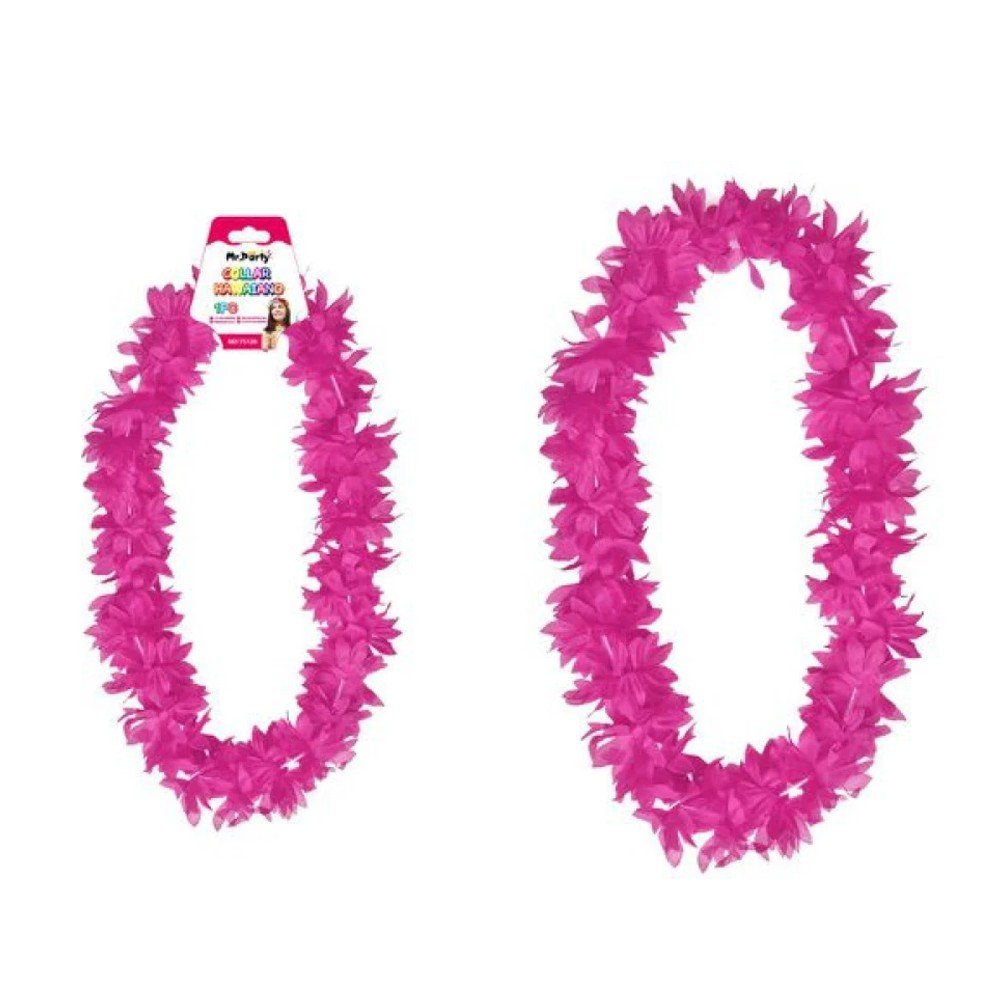 COLLAR HAWAIANO ROJO ROSA 1 PZA por mayor en Chile