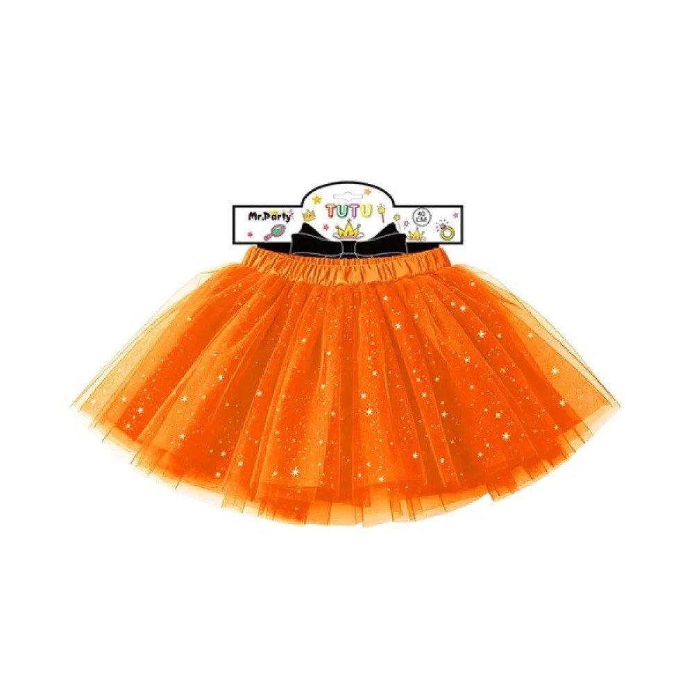 TUTU 3 CAPAS CON ESTRELLAS NARANJA 40 CM por mayor en Chile