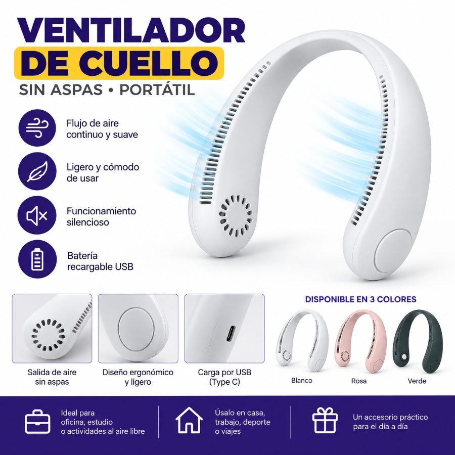Ventilador de Cuello sin Aspas Portátil 1 Pza por mayor en Chile