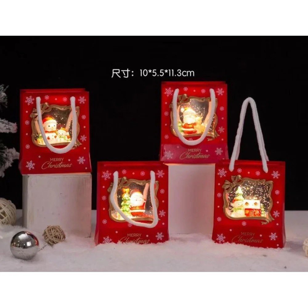NAVIDAD BOLSA REGALO LED-MUSICA 10 x 5,5 x 11,3 cm-8 pza por mayor en Chile