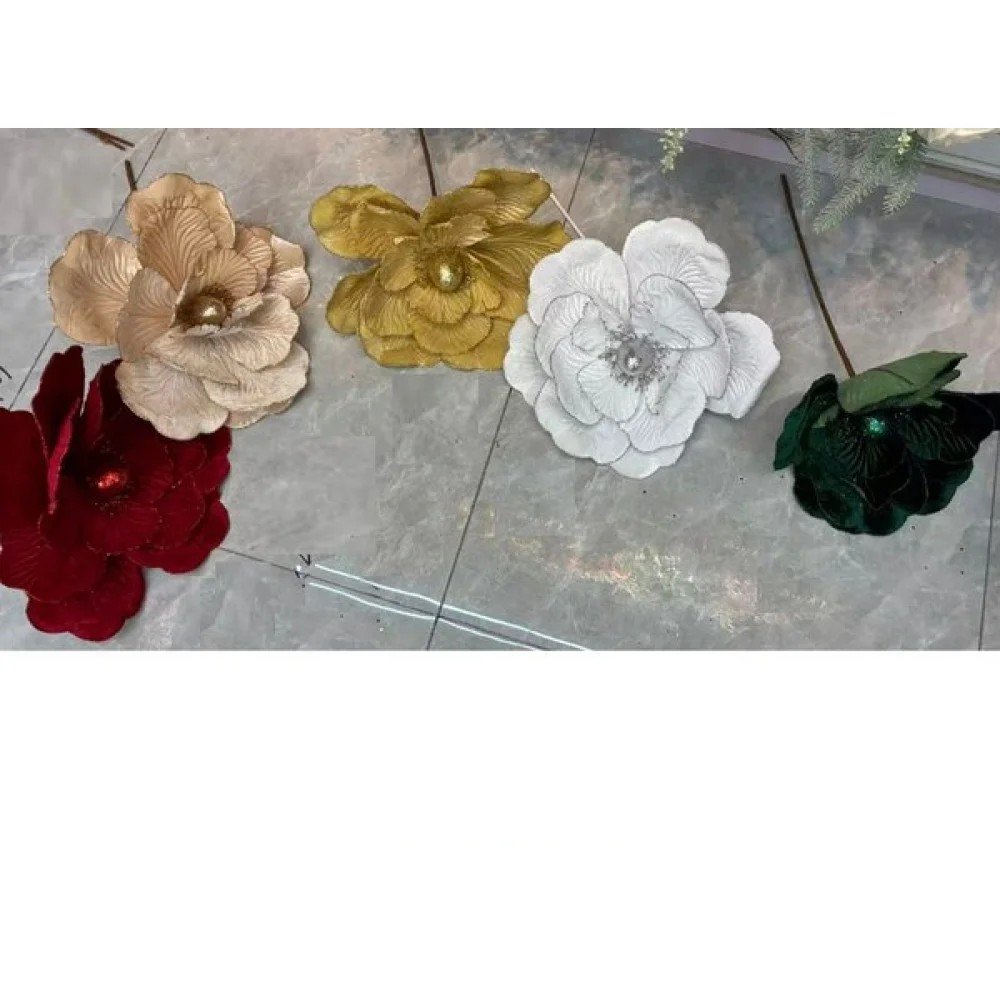 NAVIDAD FLOR RAMO GLITTER 24 Pza por mayor en Chile
