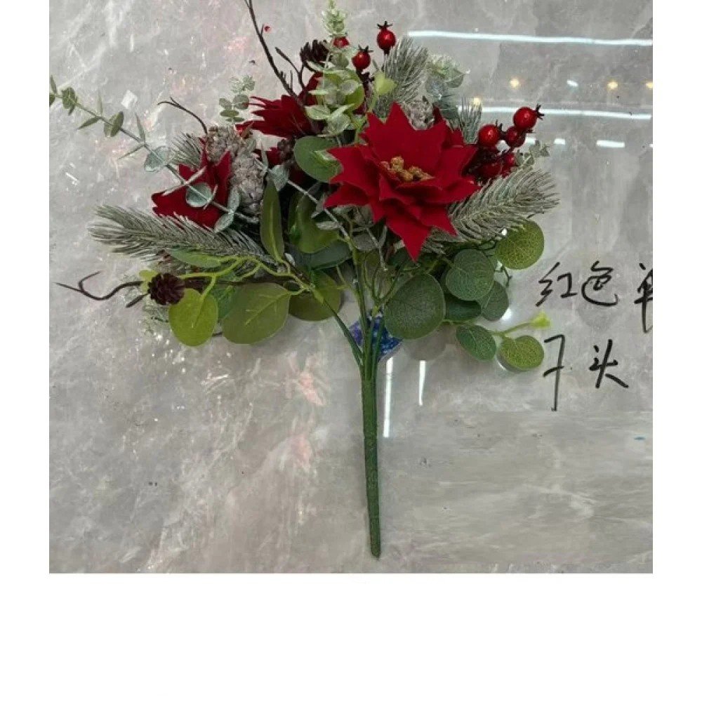 NAVIDAD VERDE FLOR RAMO 40 cm-12 pza por mayor en Chile