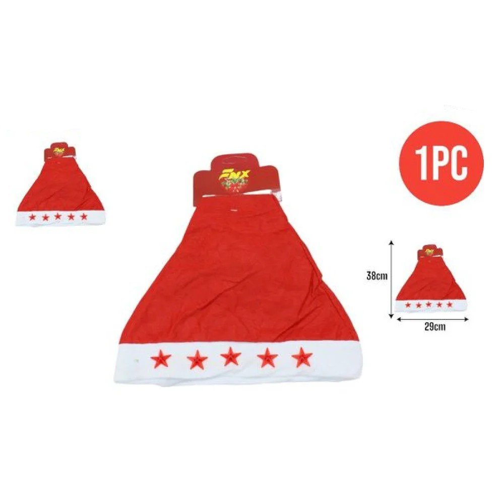NAVIDAD GORRO SIMPLE ESTRELLAS 29 x 38 cm por mayor en Chile