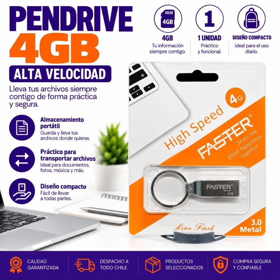 PENDRIVE 4GB 1 PZA por mayor en Chile