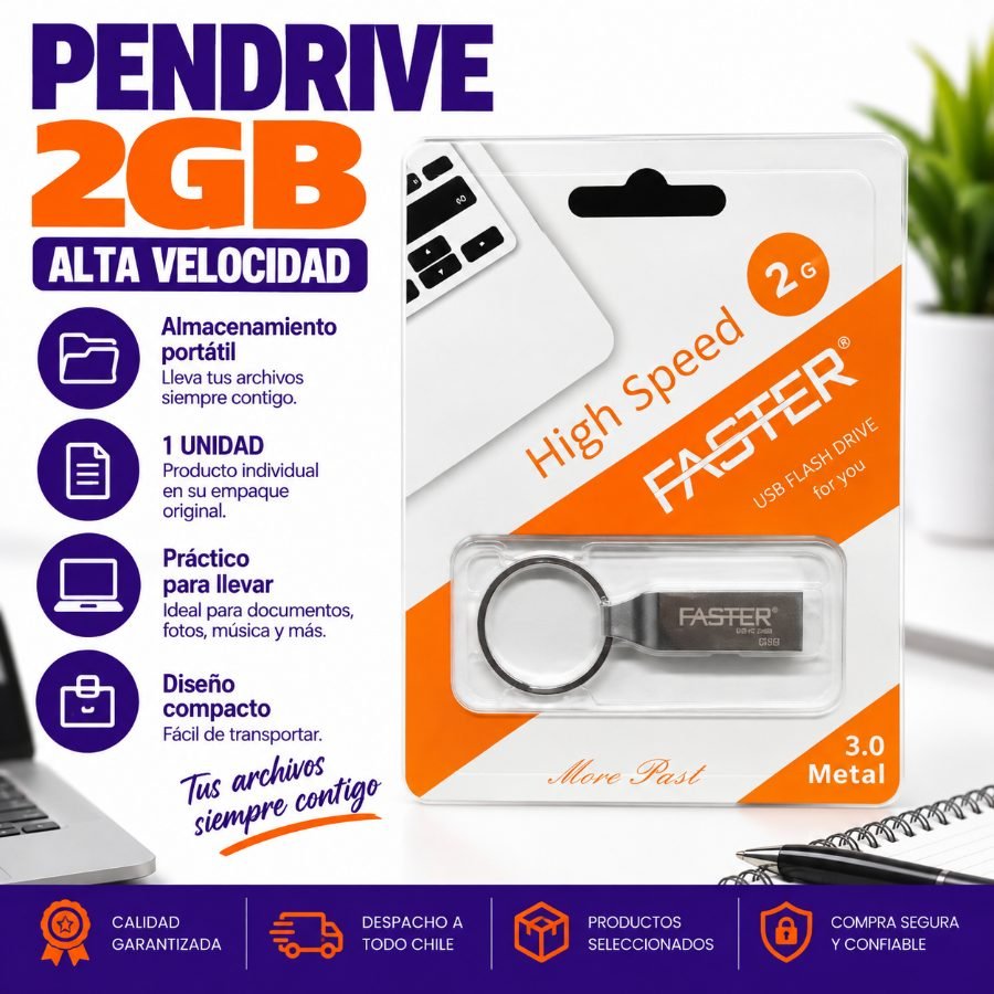 PENDRIVE 2GB 1 PZA por mayor en Chile