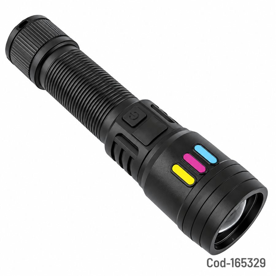 Linterna de 1 led tactica en pvc con zoom modelo p-50 con indicador de carga, recargable. mayorista — imagen 12
