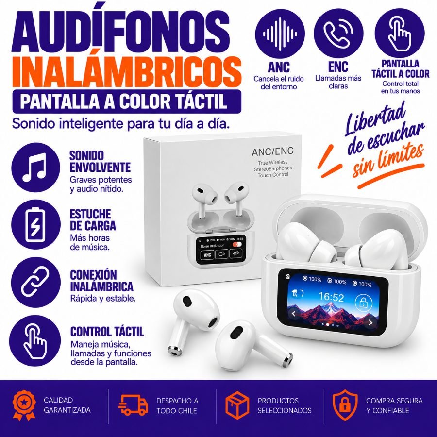 Audífono inalámbrico táctil pantalla a color anc+enc mayorista — imagen 3
