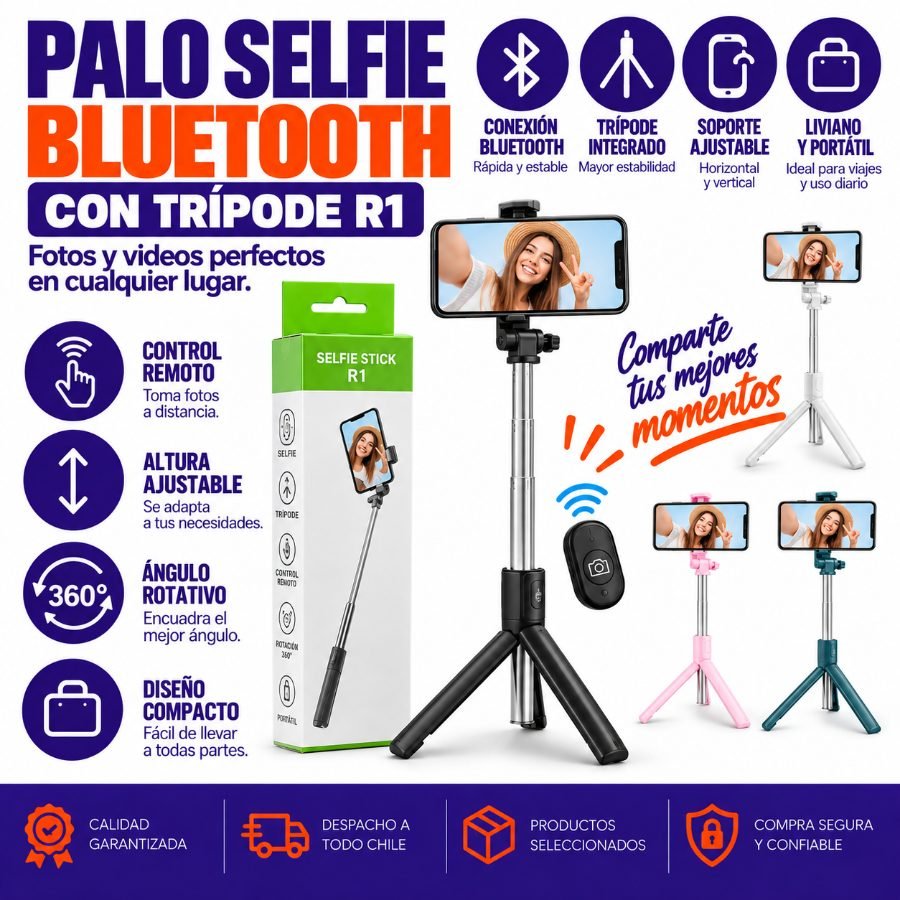 Palo selfie bluetooth con trípode r1 mayorista — imagen 3