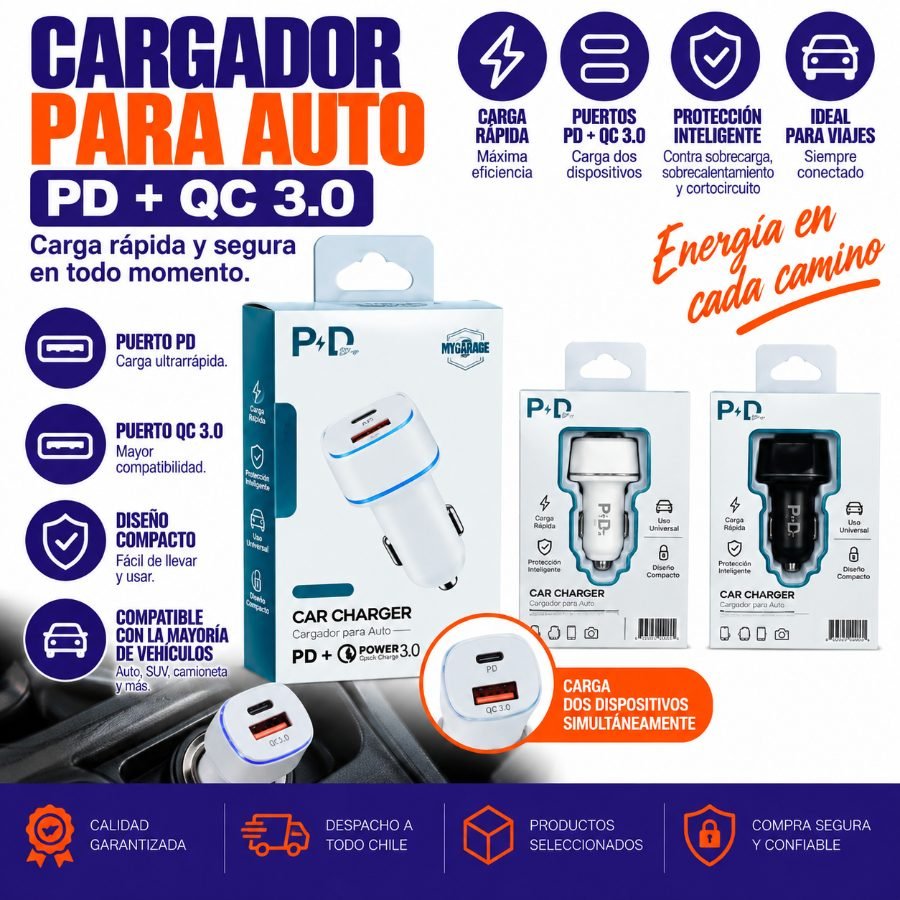 CARGADOR PARA AUTO PD 20W por mayor en Chile