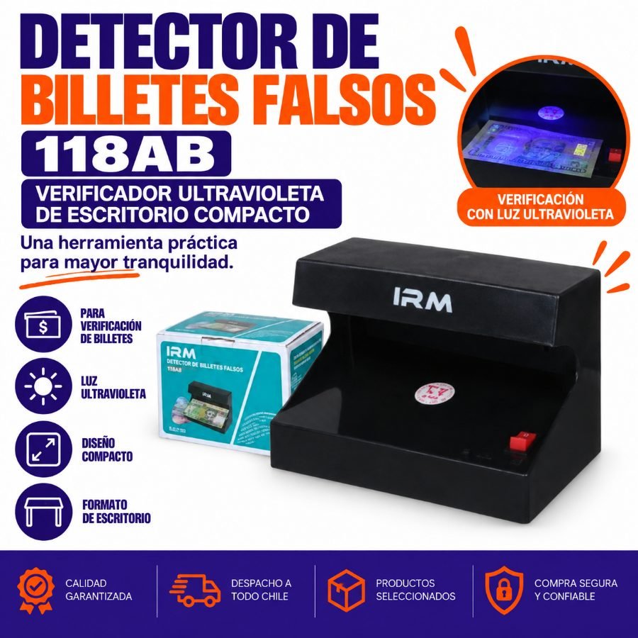 Detector de Billetes Falsos 118AB - Verificador Ultravioleta de Escritorio Compacto 10cm x 10cm x 16cm  por mayor en Chile