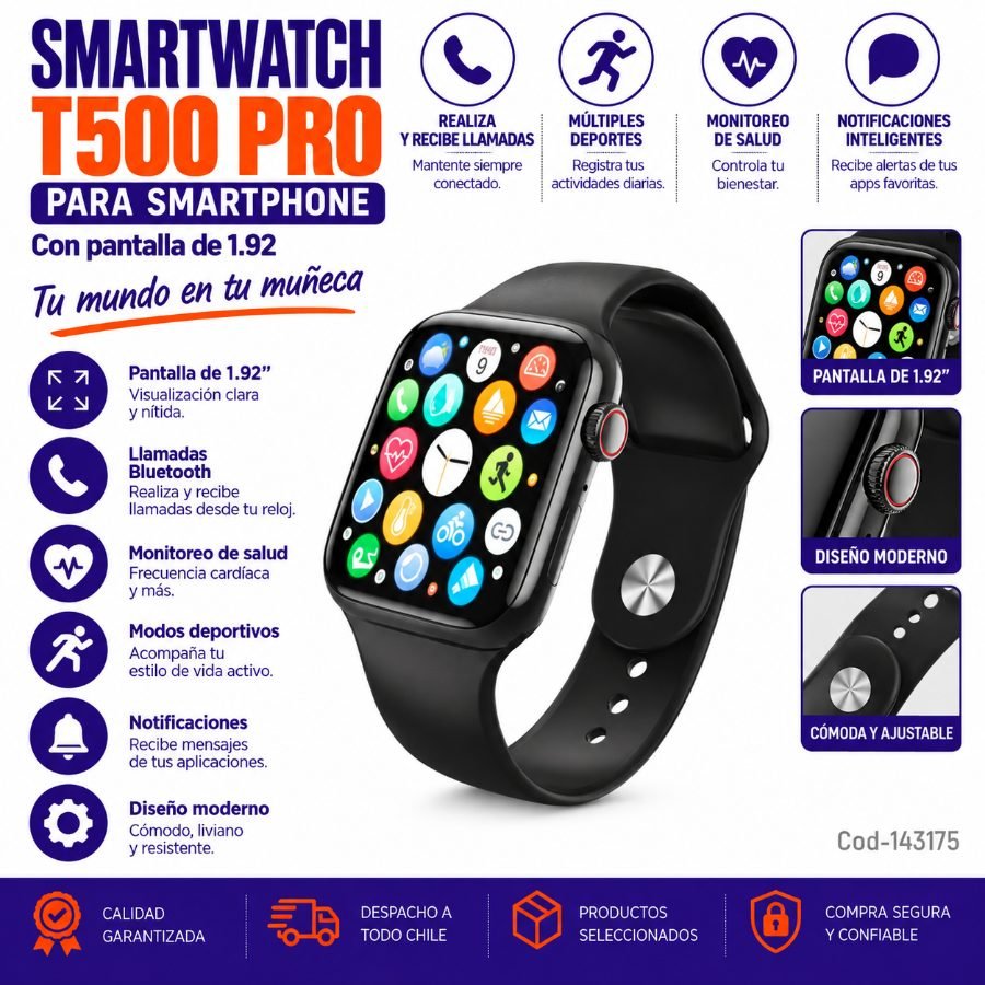 Reloj smartwatch para smartphone modelo t500 + pro con pantalla de 1.92” mayorista — imagen 5