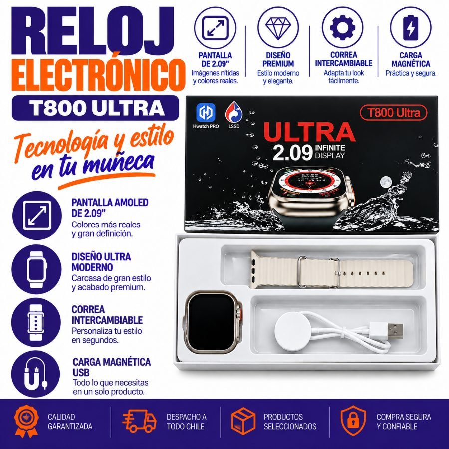RELOJ ELECTRONICO T10 ULTRA 1 PZA por mayor en Chile