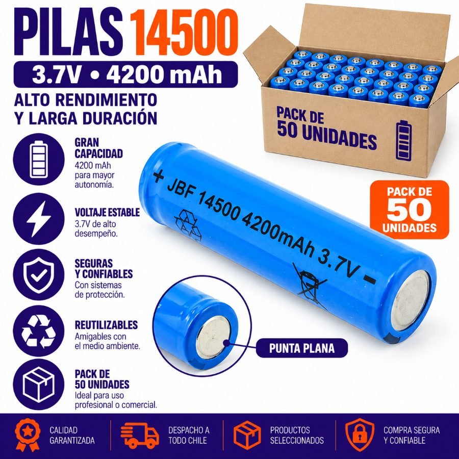 Pila con punta 14500 de 3.7 volt a 4200 mah - pack de 50 unidades mayorista — imagen 5