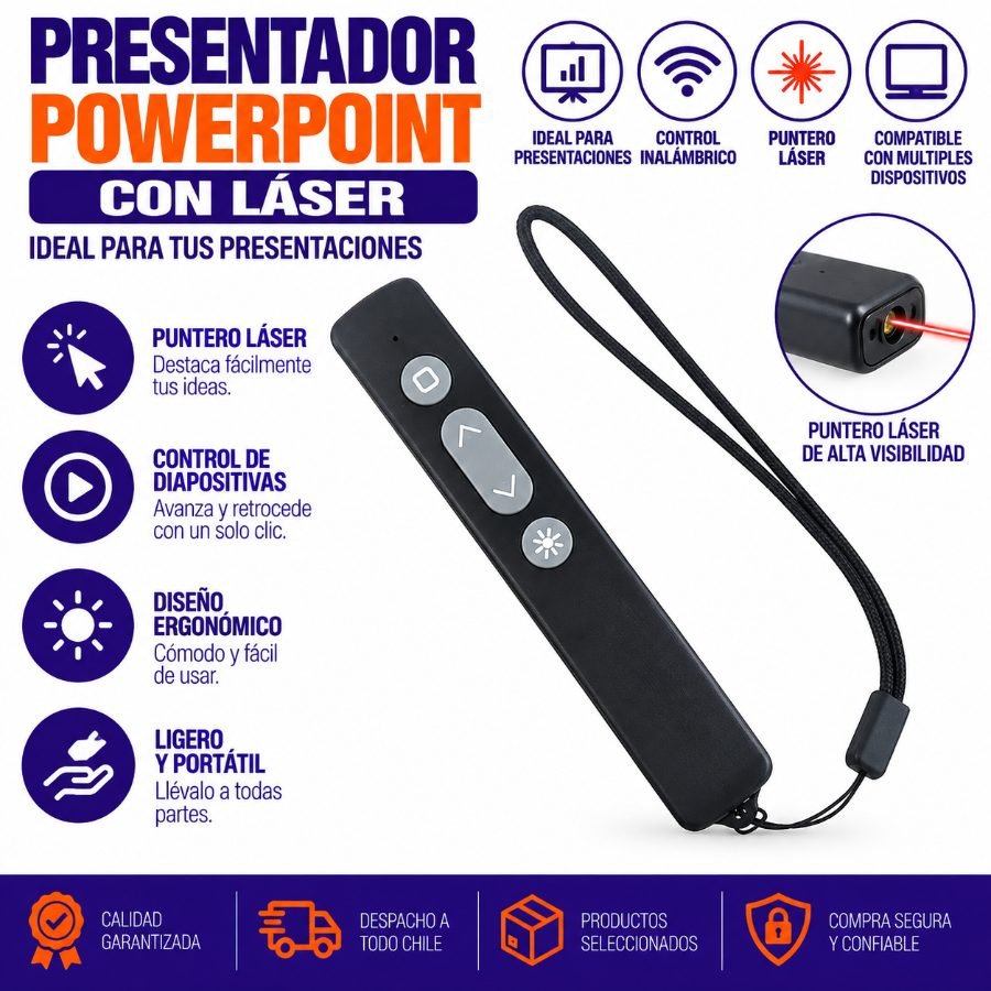 Presentador Powerpoint Con Laser A Pilas. 14.7 cm x 2 cm x 1.4 cm por mayor en Chile