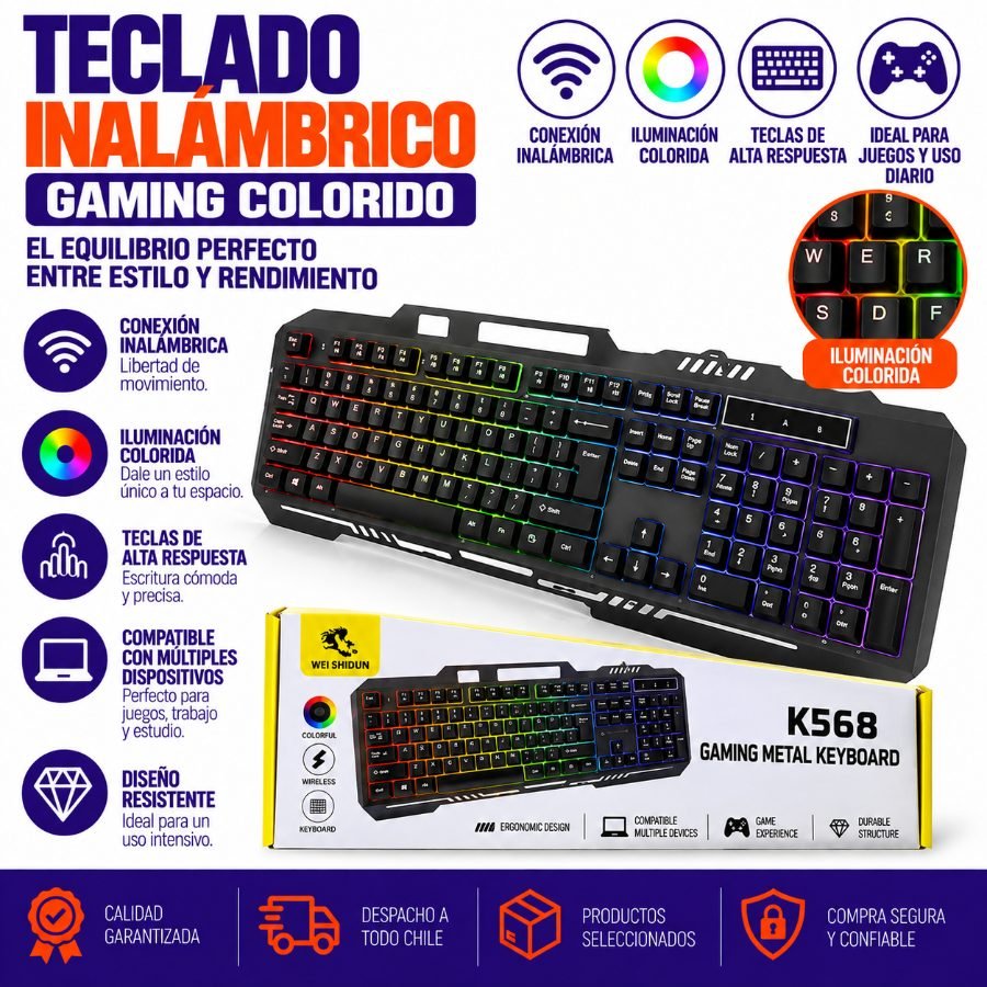 Teclado inalambrico colorido mayorista — imagen 3