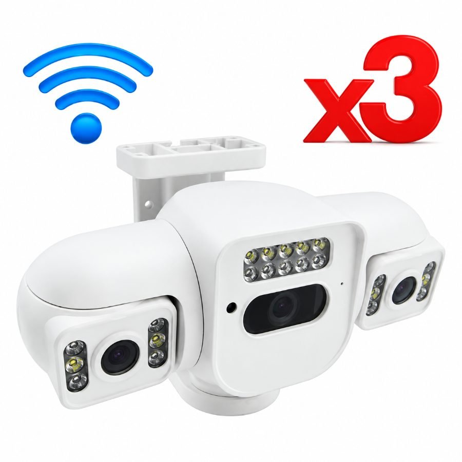 Camara de vigilancia ip wifi de triple lente, 22 led, conexion lan y compatible con app yoose mayorista — imagen 2
