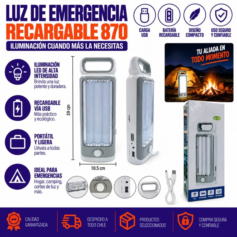LUZ DE EMERGENCIA 870 10,5 X 19 CM por mayor en Chile