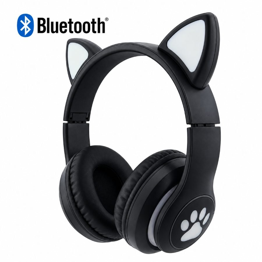 Audifonos para niños bluetooth modelo cat-snt-28 con luz rgb en orejas y patitas. mayorista — imagen 2