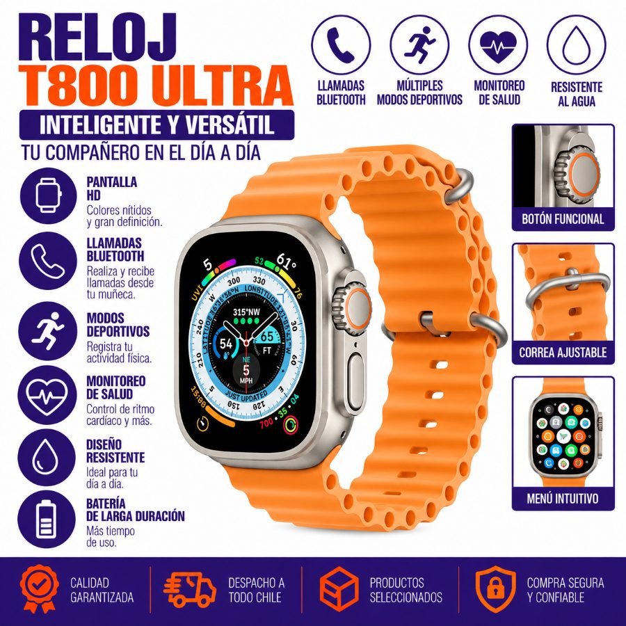 RELOJ ELECTRONICO T800 ULTRA 1 PZA por mayor en Chile