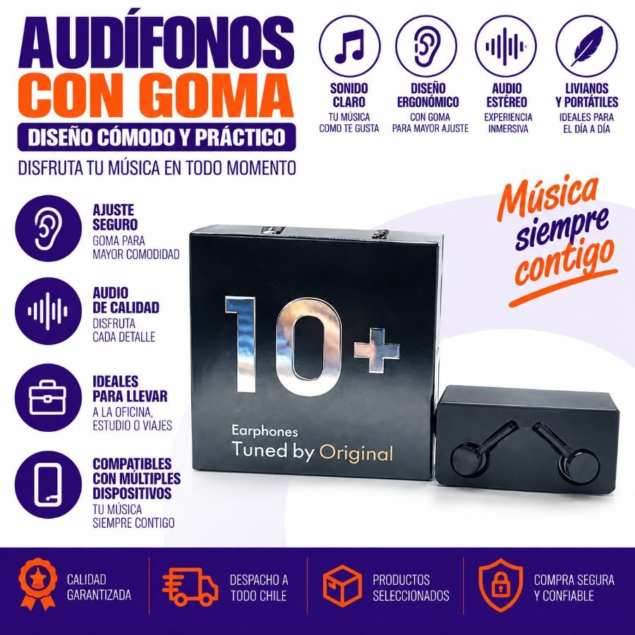 AUDIFONOS CON GOMA 1 PZA por mayor en Chile