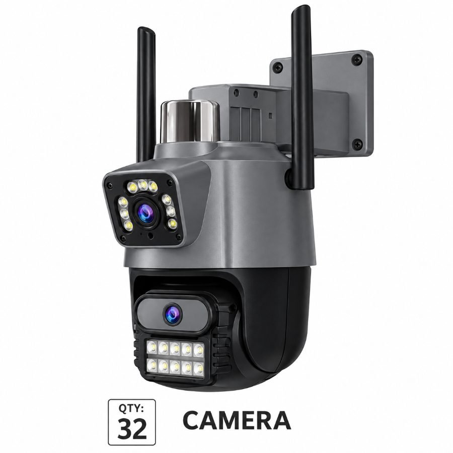 Cámara de seguridad binocular wifi con doble lente y barra de alarma inferior mayorista — imagen 2