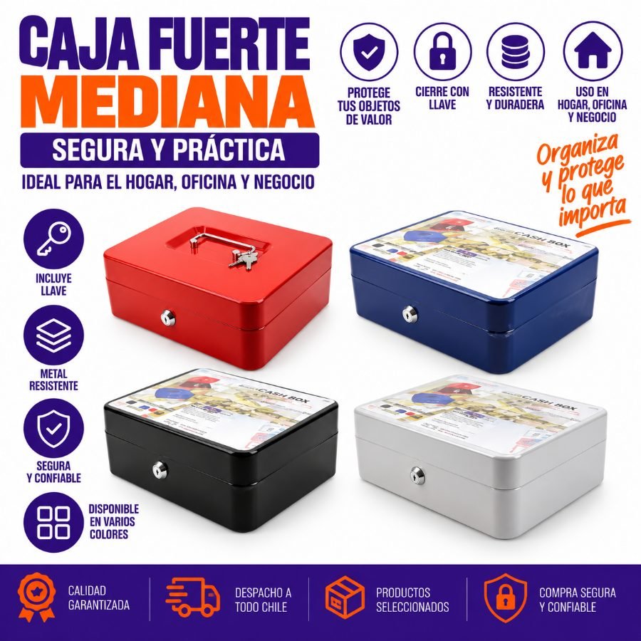 CAJA FUERTE MEDIANA 20 X 16 X 9 CM por mayor en Chile