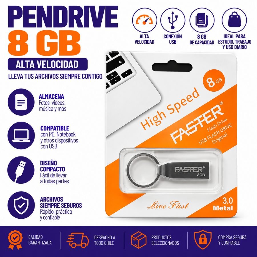 PENDRIVE 8GB 1 PZA por mayor en Chile