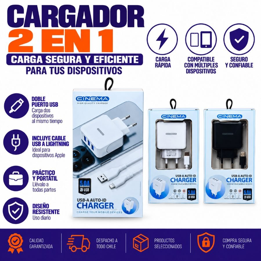 CARGADOR 2 EN 1 1 PZA por mayor en Chile