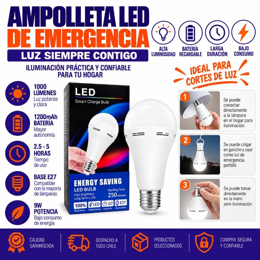 AMPOLLETA DE EMERGENCIA 12 W por mayor en Chile